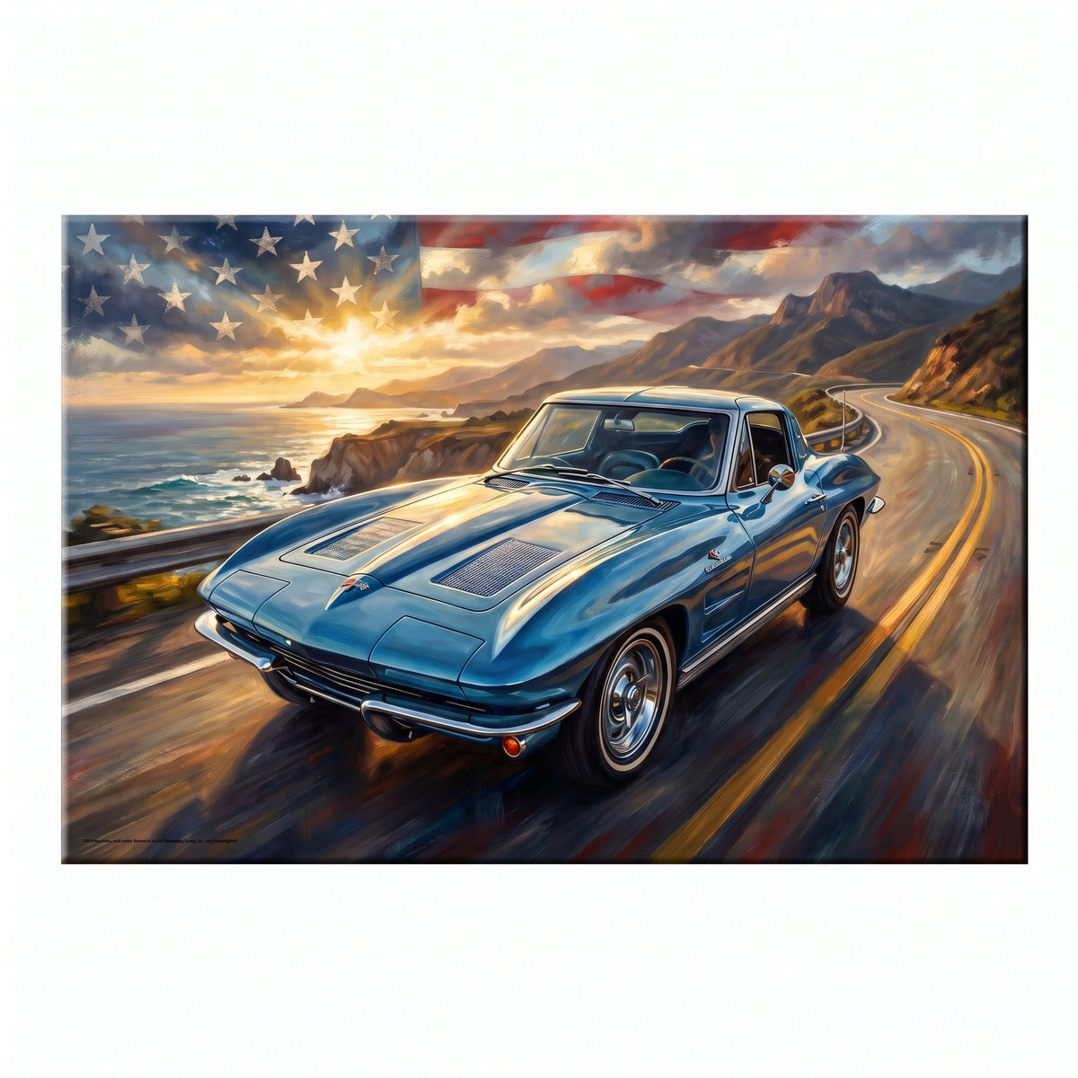 Corvette C2 Pacific Coast Highway Canvas Wall Art