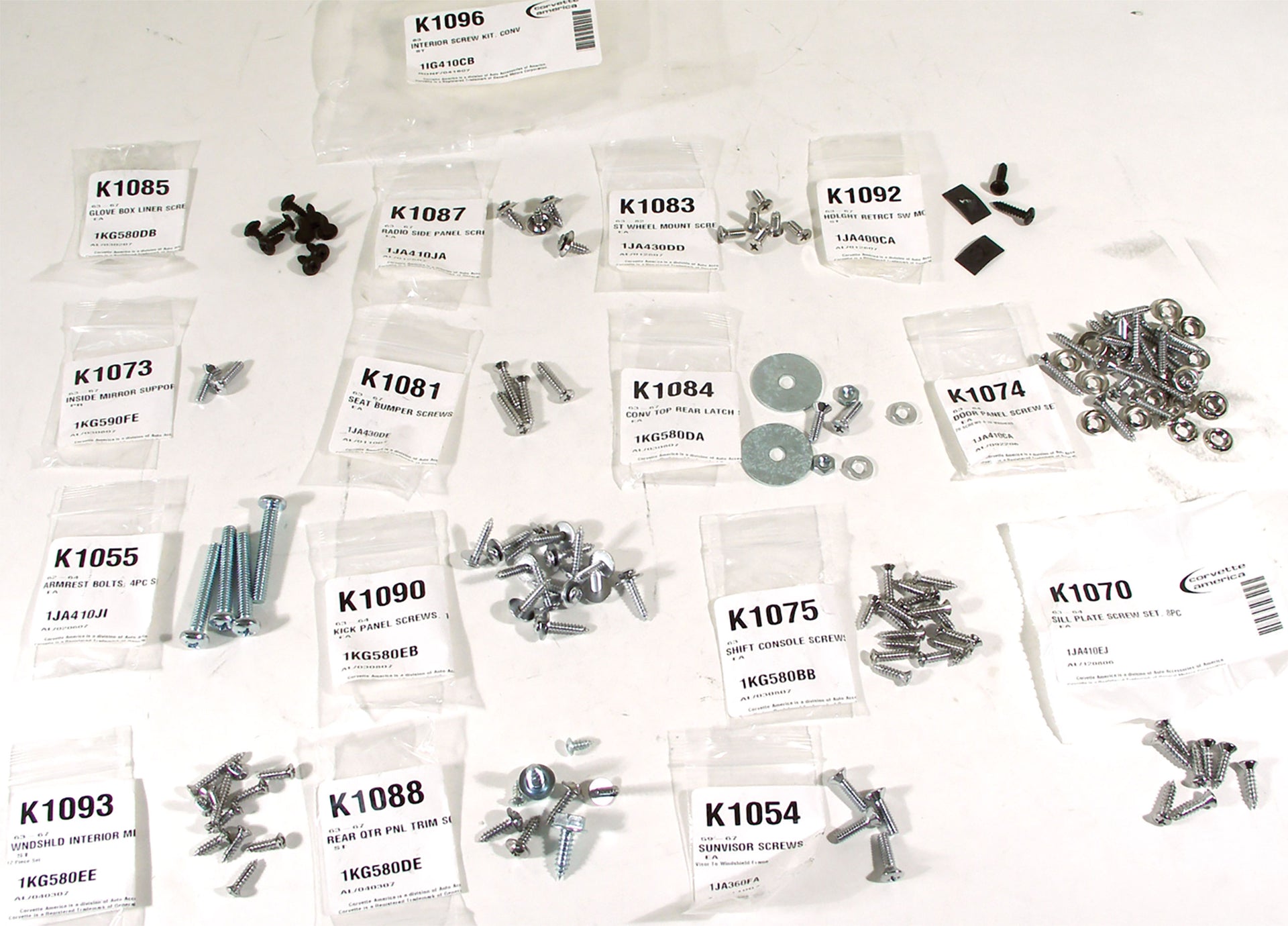 1963-1963 Corvette Interior Screw Kit Convertible - CA-K1096-Corvette-Store-Online
