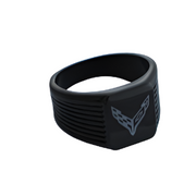 c8-corvette-emblem-black-grooved-ring-leather-bracelet-cufflinks-bundle