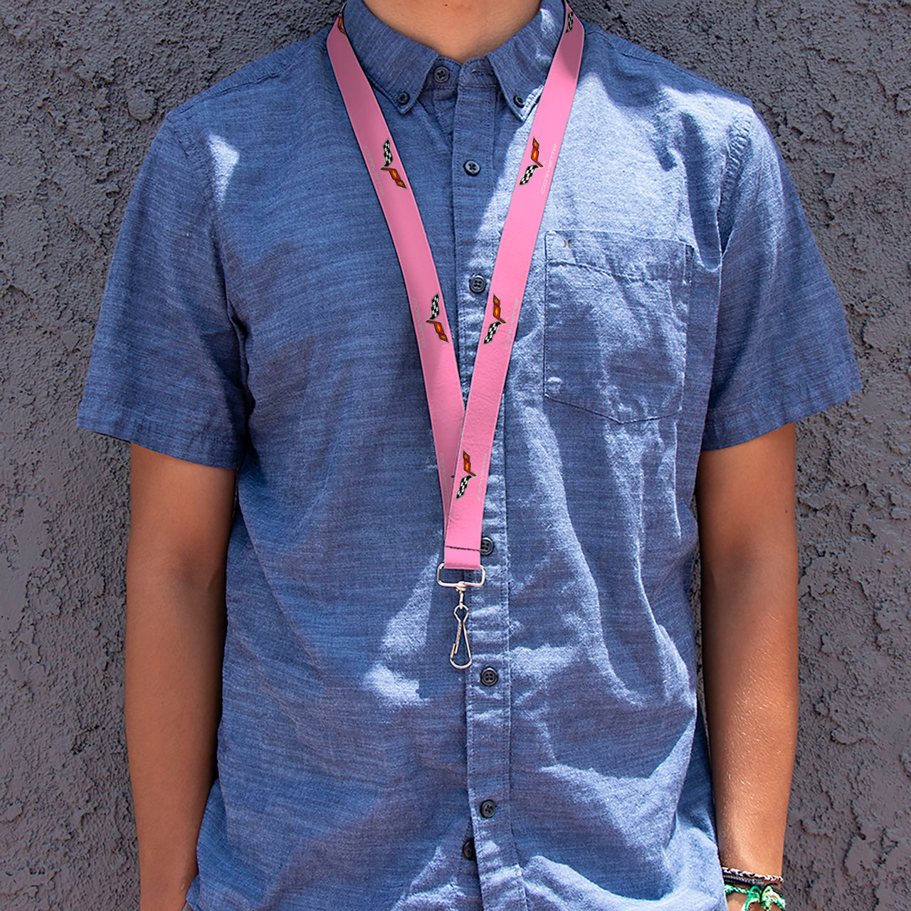 Lanyard - 1.0" - C6 Logo Pink Silver