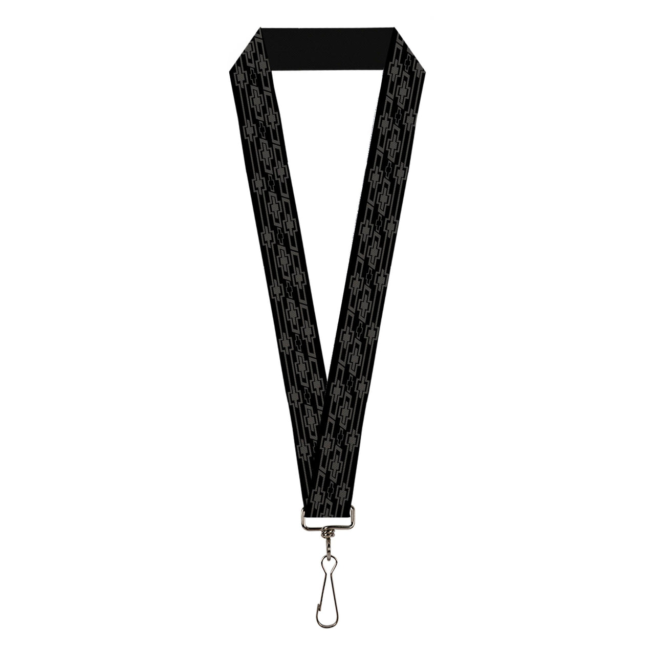 Retro Chevy Bowtie Monogram Black & Gray Lanyard - 1.0"