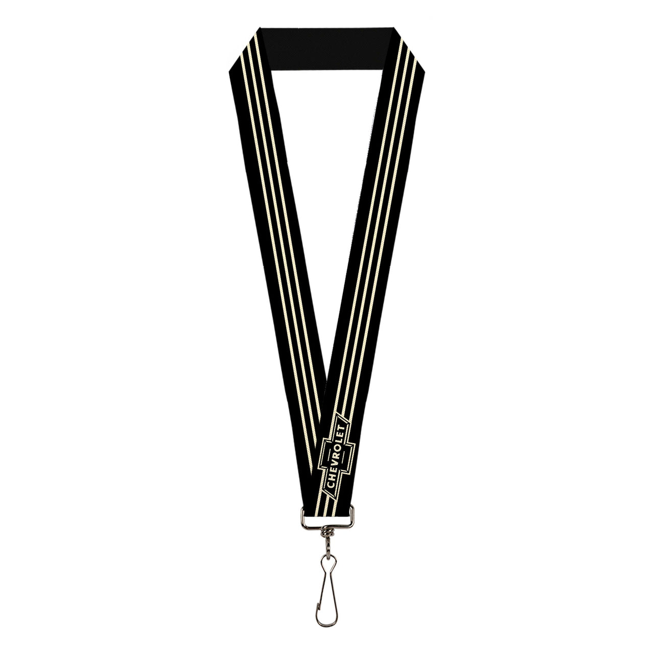 Vintage Chevrolet Bowtie 3-Stripe Black & Ivory Lanyard - 1.0"