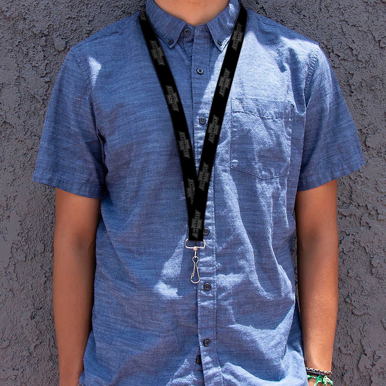 Vintage Chevrolet 1934 Bowtie Logo Black & Charcoal Lanyard - 1.0"