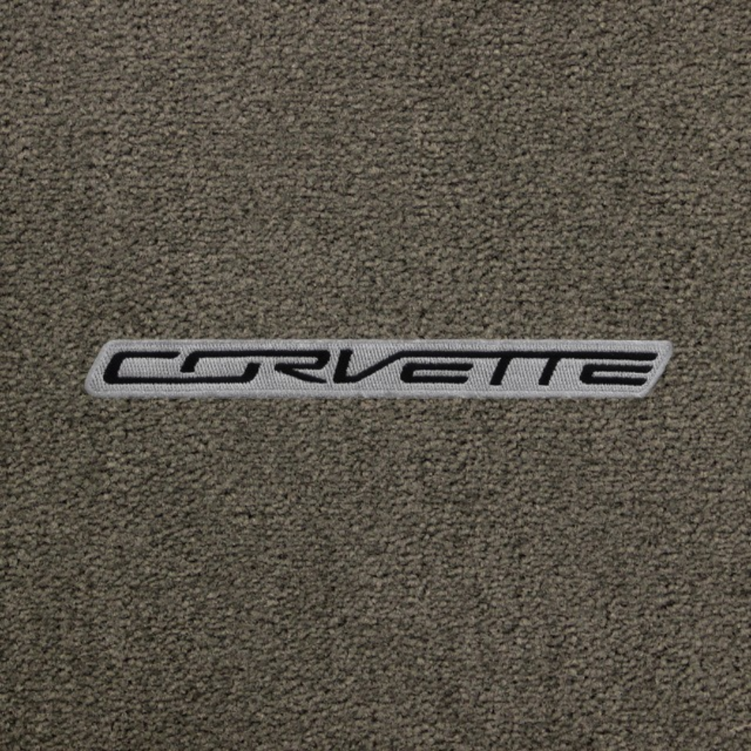 2014-2019 C7 Corvette Lloyd Ultimat Floor Mats - Corvette text, black on silver