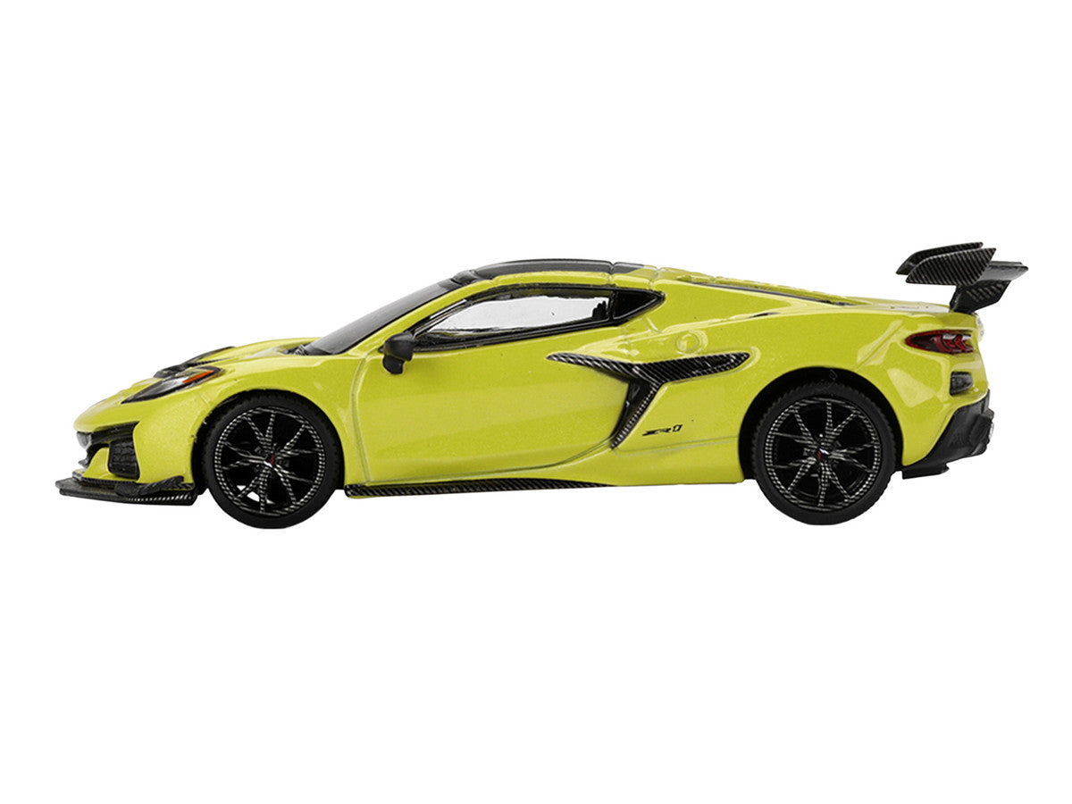 Chevrolet Corvette ZR1 Accelerate Yellow with Carbon Top Limited Edition 1/64 Diecast Model Car