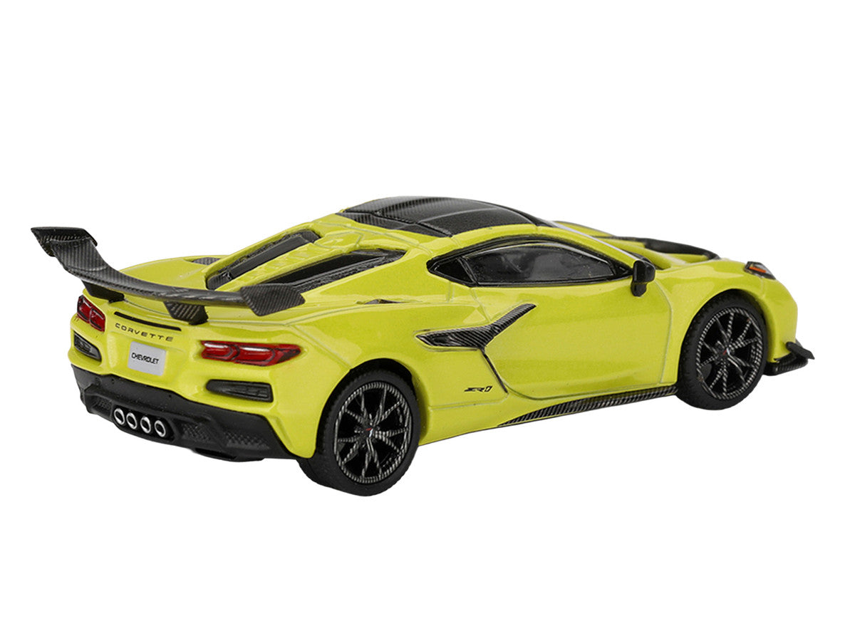 Chevrolet Corvette ZR1 Accelerate Yellow with Carbon Top Limited Edition 1/64 Diecast Model Car
