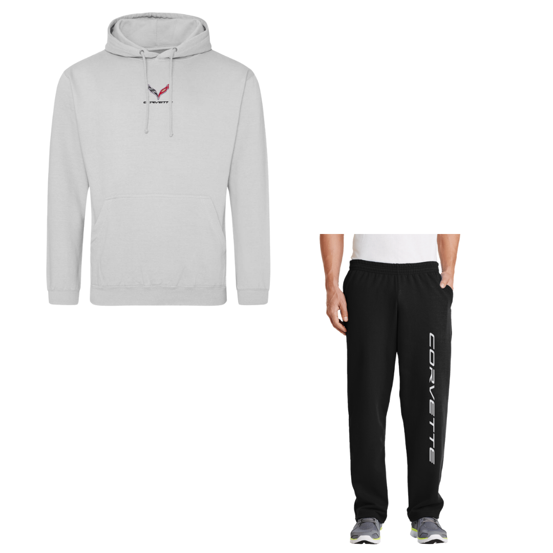 Moondust Grey Embroidered Hoodie Sweatshirt & Sweatpants Bundle