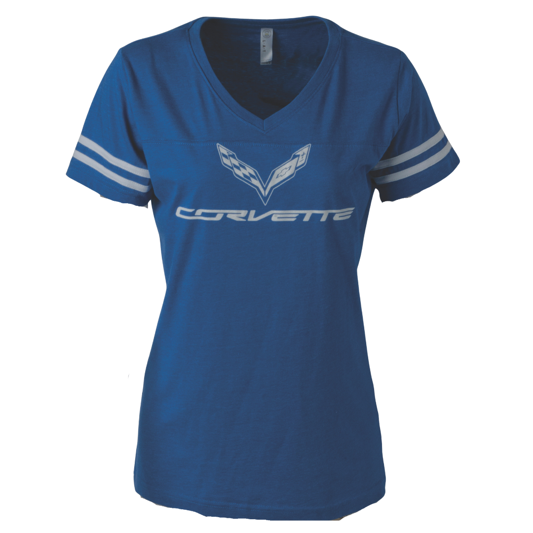 C7 Corvette Grand Sport His & Hers Royal Blue Bundle – Ladies Football Jersey Tee & Men’s Dri-Fit Polo