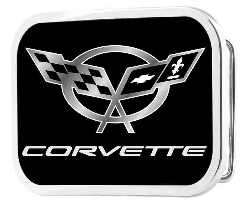 Corvette C5 Crossed Flags Framed FCG Chrome Rock Star Buckle
