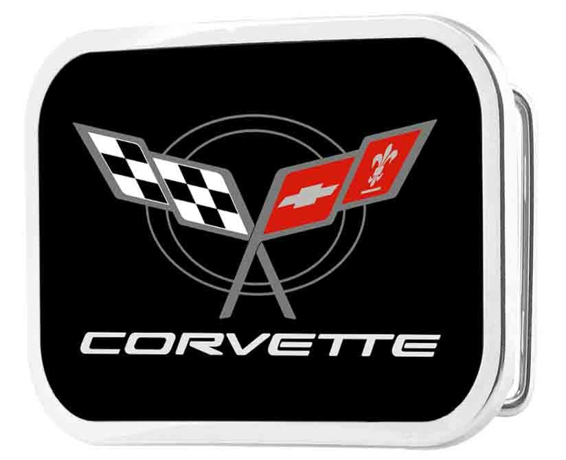 Corvette C5 Crossed Flags Framed FCG Chrome Rock Star Buckle