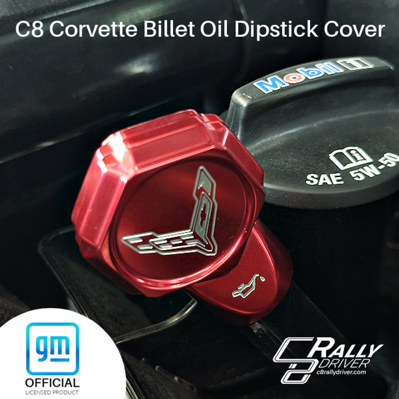 C8 Corvette Flags Billet Oil Dipstick Cover - GM Licensed Product