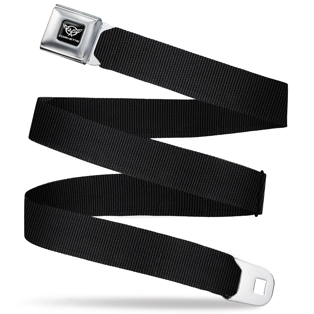 Corvette C5 Crossed Flags Seatbelt Belt - Black Webbing