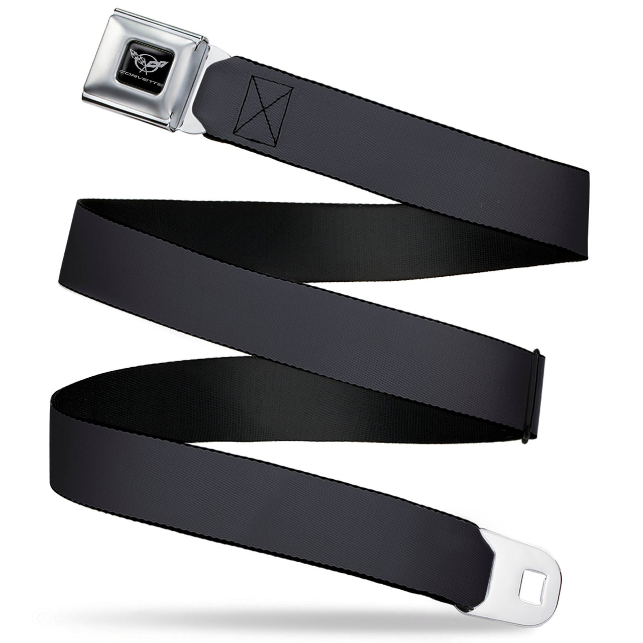 Corvette C5 Crossed Flags Logo Seatbelt Belt - Charcoal Webbing