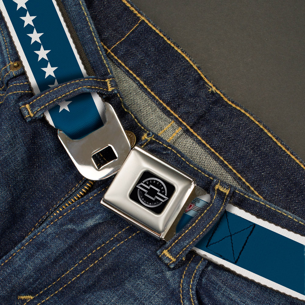 Chevy Bowtie Blue w/ White Stars Seatbelt Belt