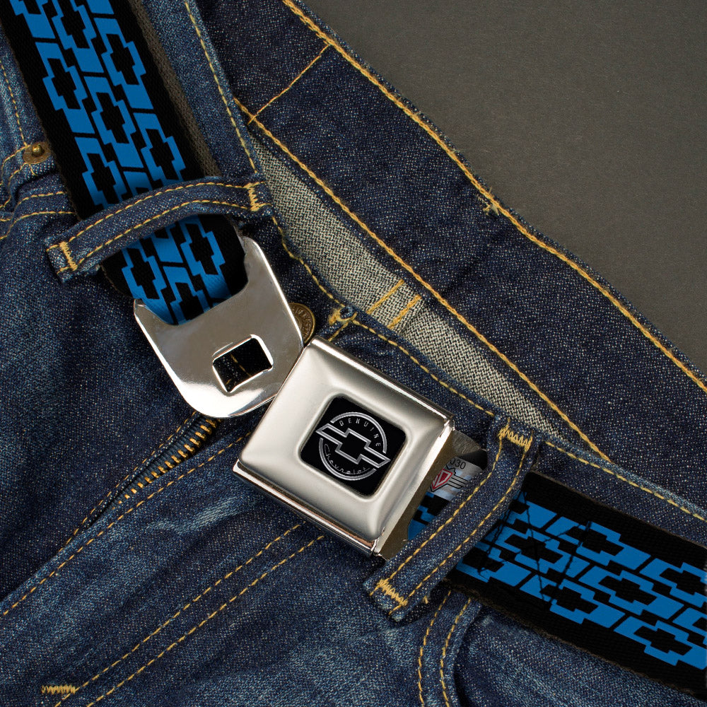 Chevy Bowties 3-Rows Black & Blue Seatbelt Belt