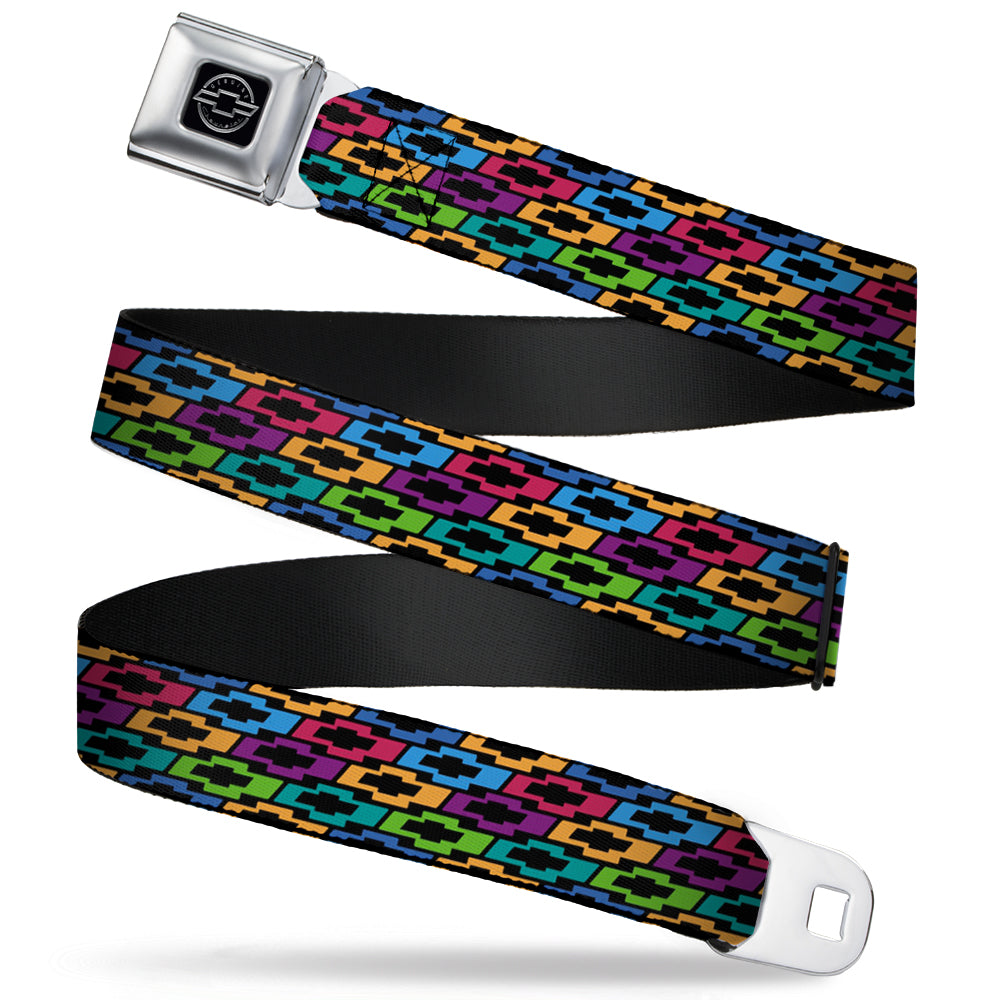 Chevy Bowties 5-Row Black & Rainbow Webbing Seatbelt Belt