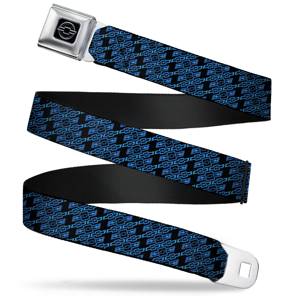 Retro Chevy Bowtie Monogram Black & Blues Seatbelt Belt