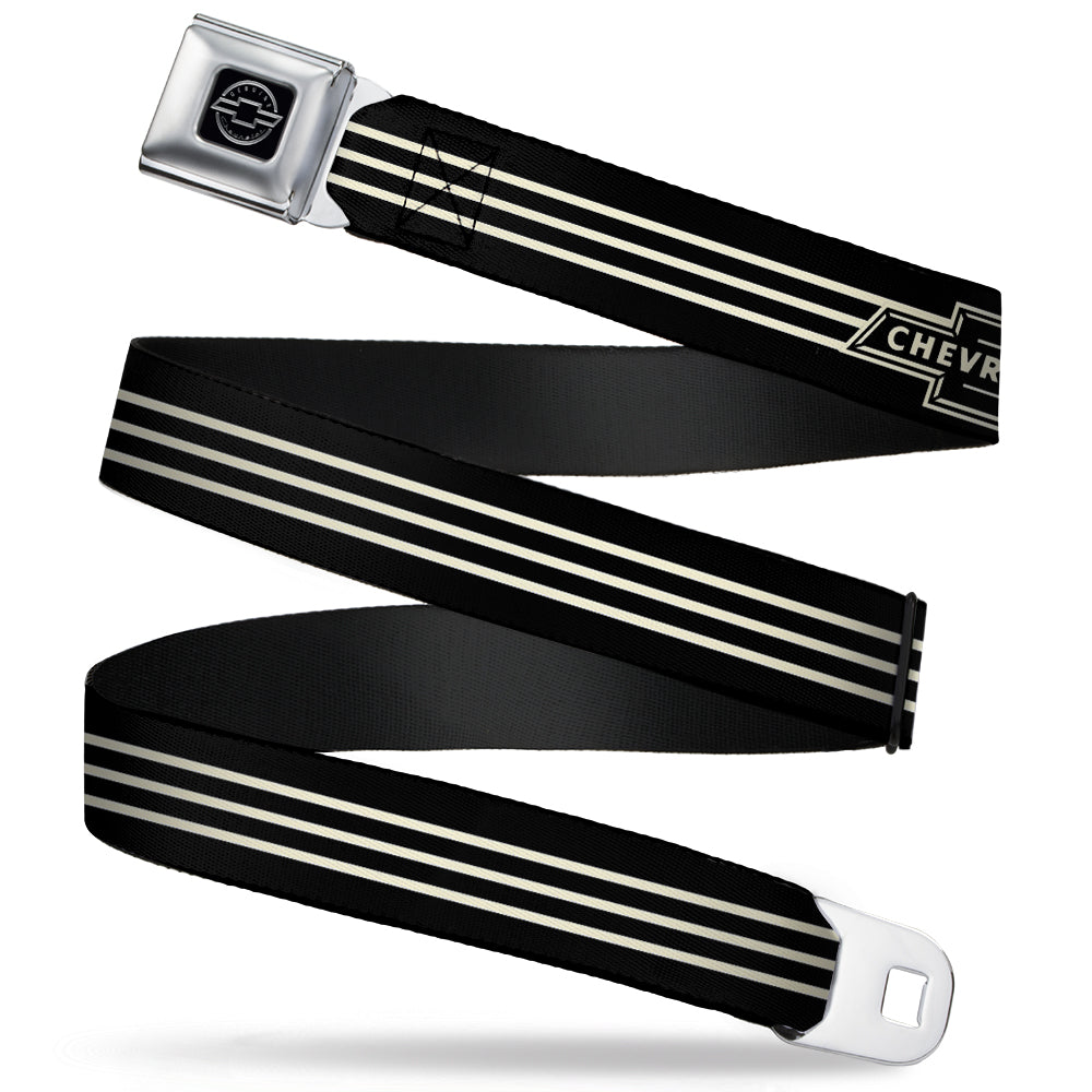 Vintage 1934 Chevrolet Bowtie 3-Stripe Black & Ivory Seatbelt Belt