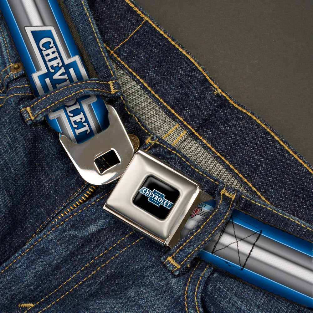 1929 Chevrolet Bowtie Logo Black & Blue Seatbelt Belt