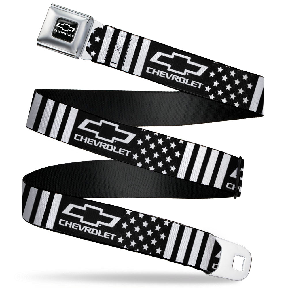 Chevy Bowtie Stars & Stripes Black & White Seatbelt Belt