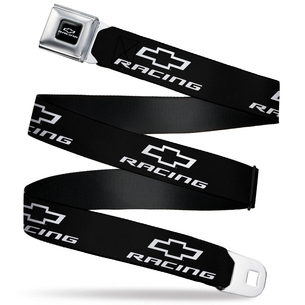 Chevy Racing Bowtie Logo Black & White Seatbelt Belt