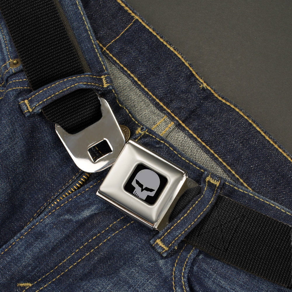 C6R Corvette Jake Skull Seatbelt Belt - Black Webbing