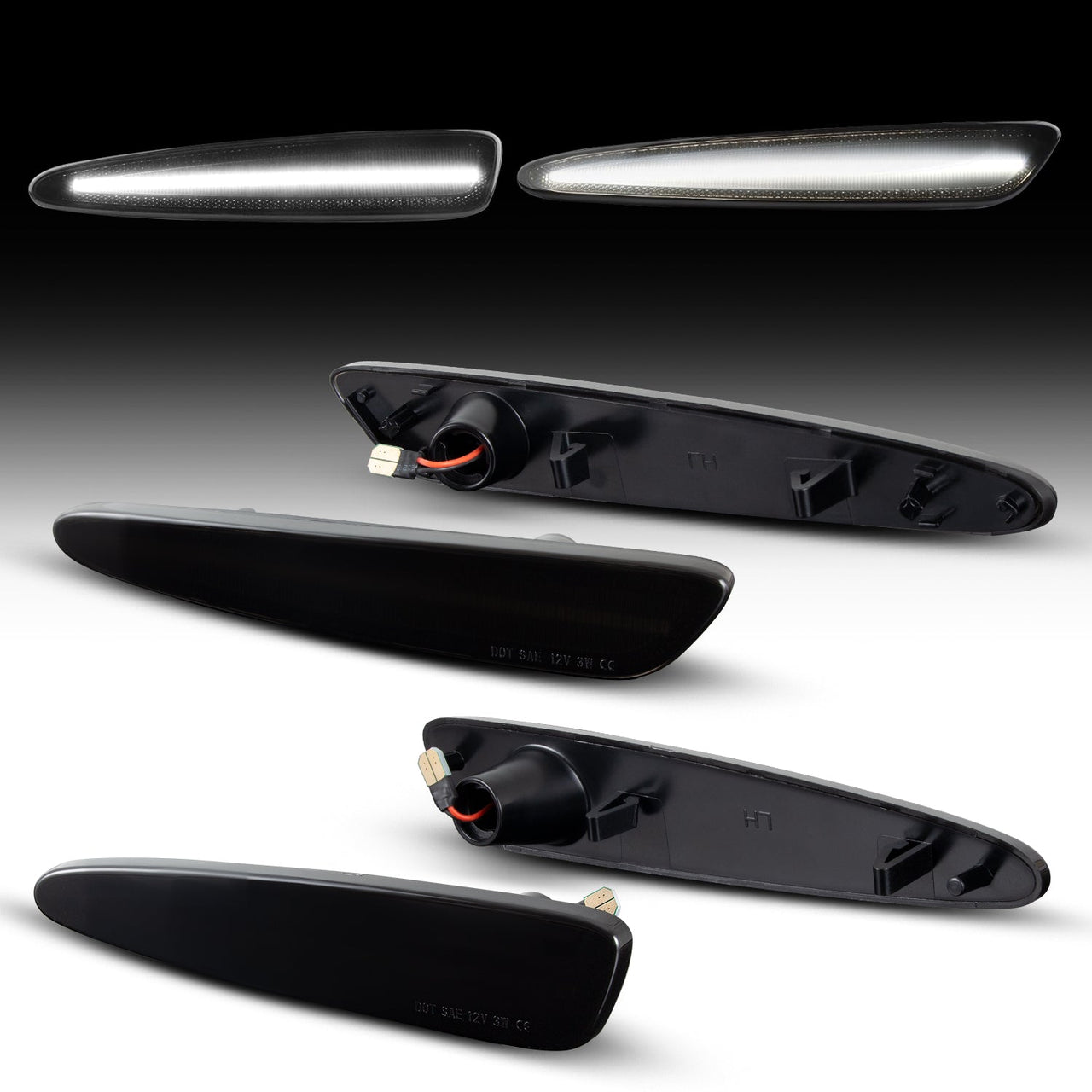 2005-2013 Chevrolet Corvette C6 Smoke White LED Side Marker