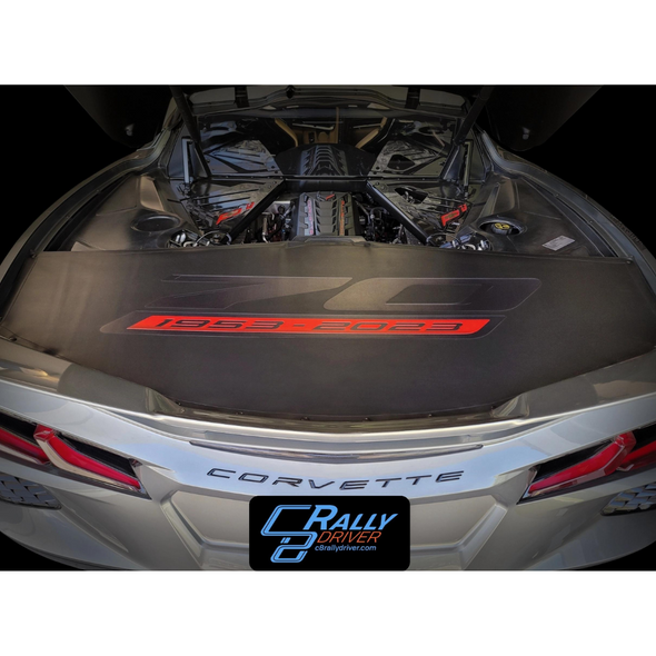 The Original C8 Corvette Convertible Trunk Cover - Carbon Flash Crossed Flags Logo
