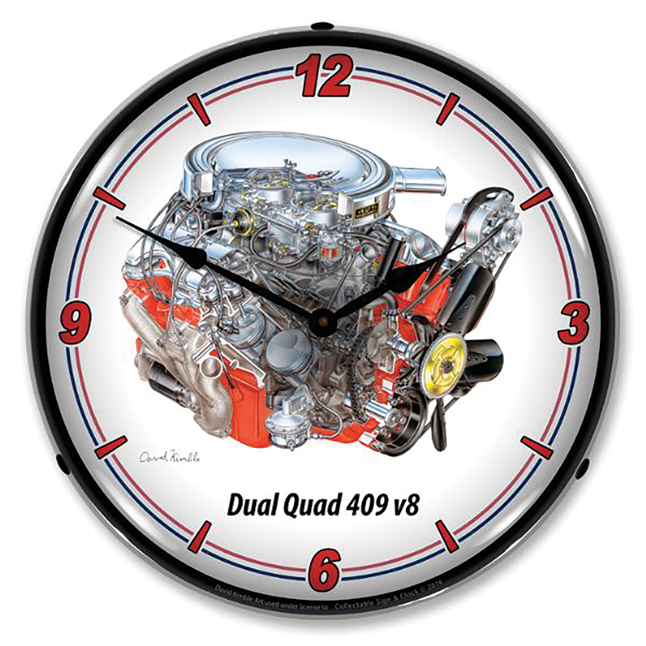 1961-1965 Universal LED Clock Dual Quad 409 V8 - CA-UN0072-Corvette-Store-Online
