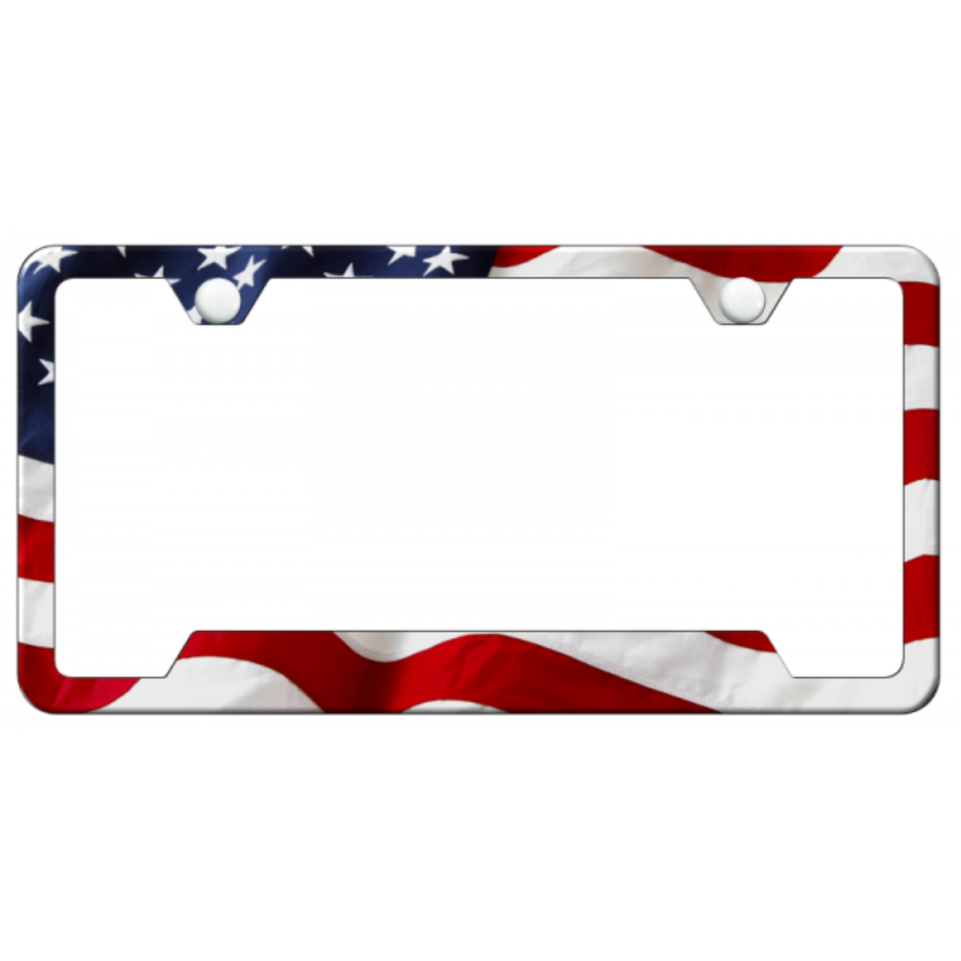 USA Flag License Plate Frame | UV Print on Polycarbonate