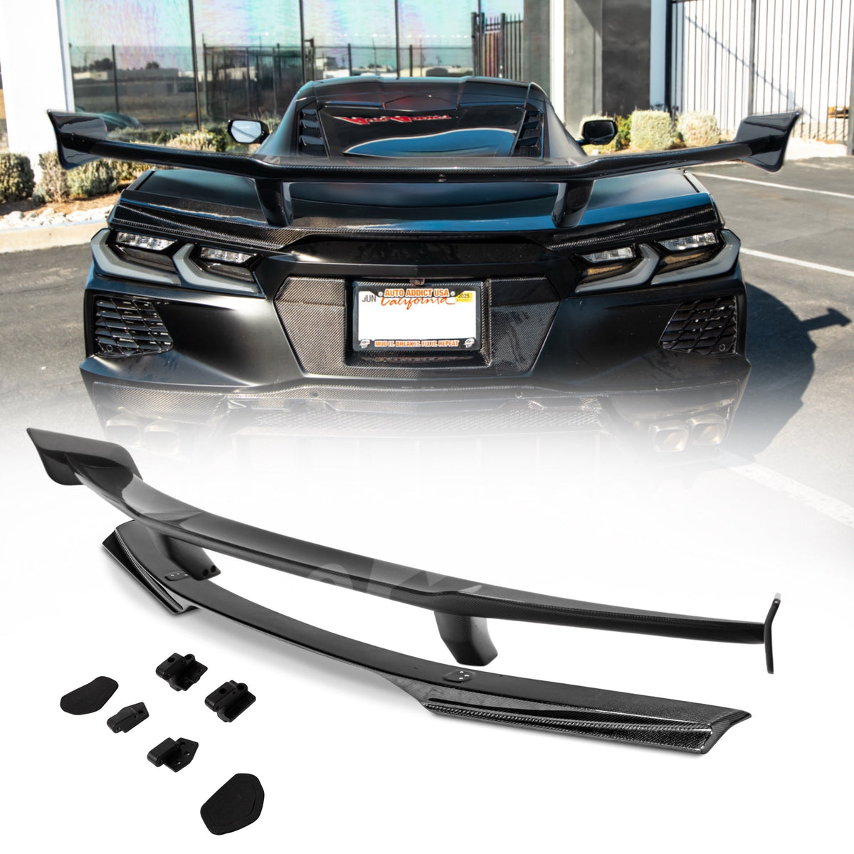 2020-2027 C8 Corvette Stingray ZR1 ZTK Rear Spoiler Gloss Carbon Fiber 1pc