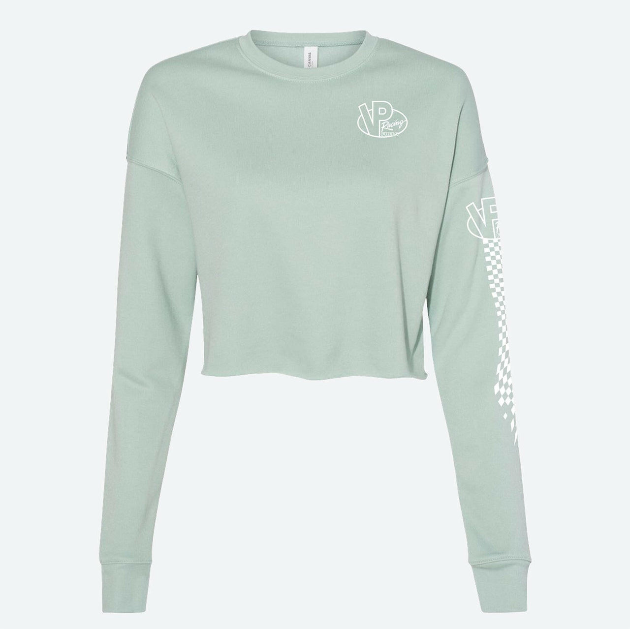 VP Racing Checkered Cropped Dusty Blue Sweater