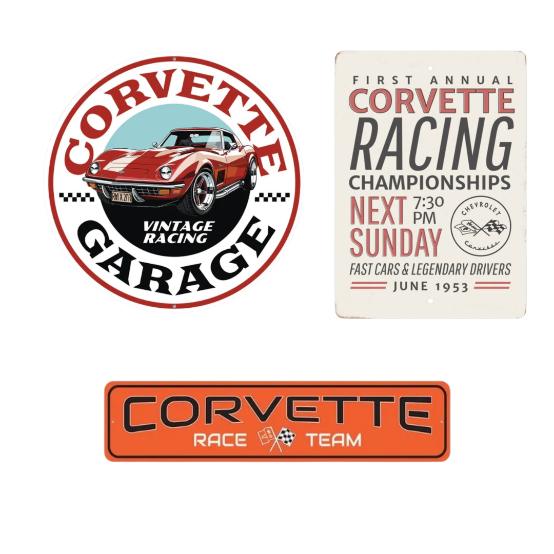 Vintage Corvette Racing Sign Set
