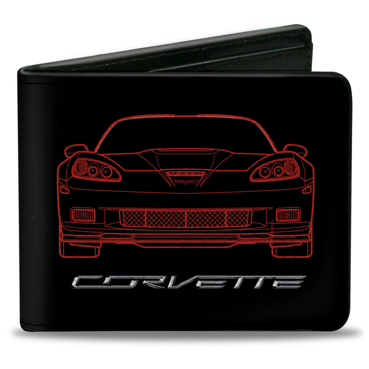 Bi-Fold Wallet - C6 Frontview + Rearview Blueprints Black Red