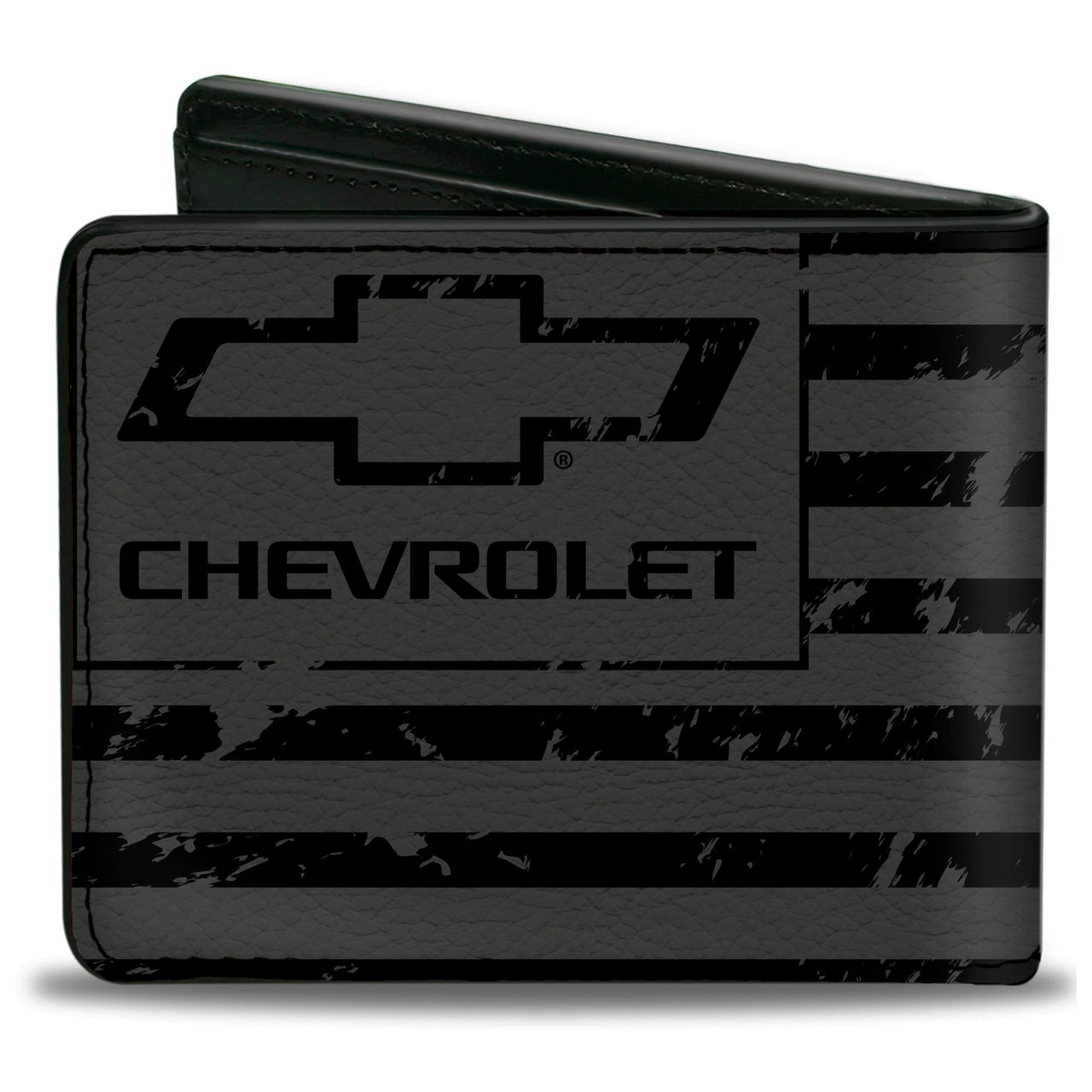 Chevrolet Bowtie American Flag Weathered Gray & Black Bi-Fold Wallet