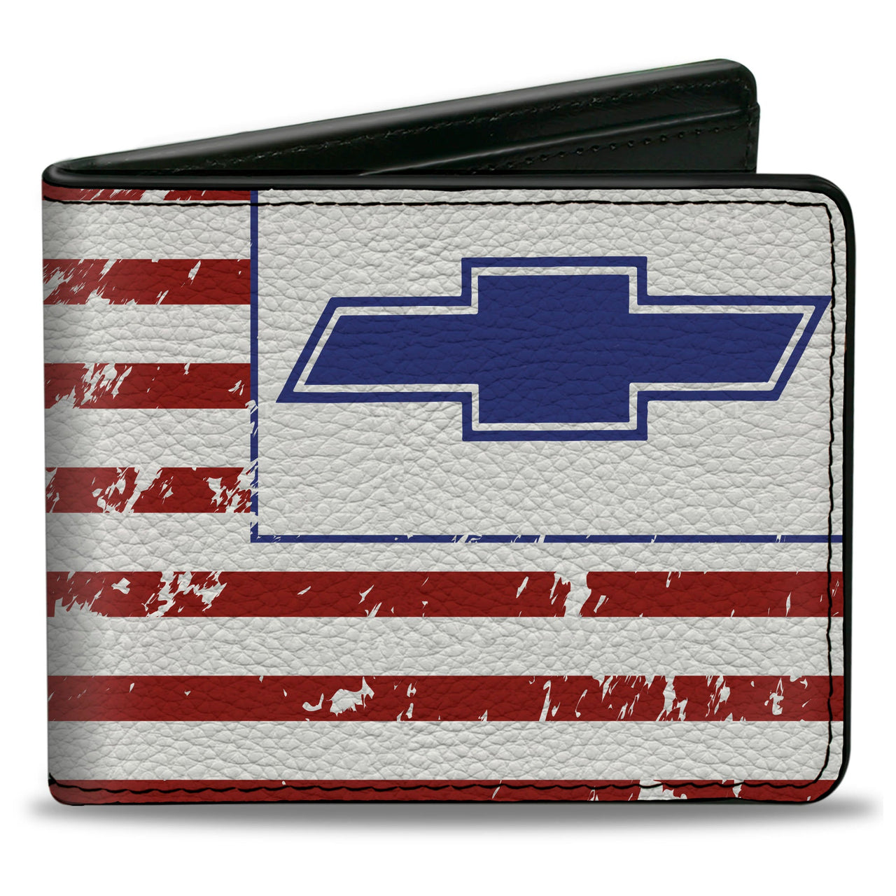 Chevrolet Bowtie American Flag Weathered Red White & Blue Bi-Fold Wallet