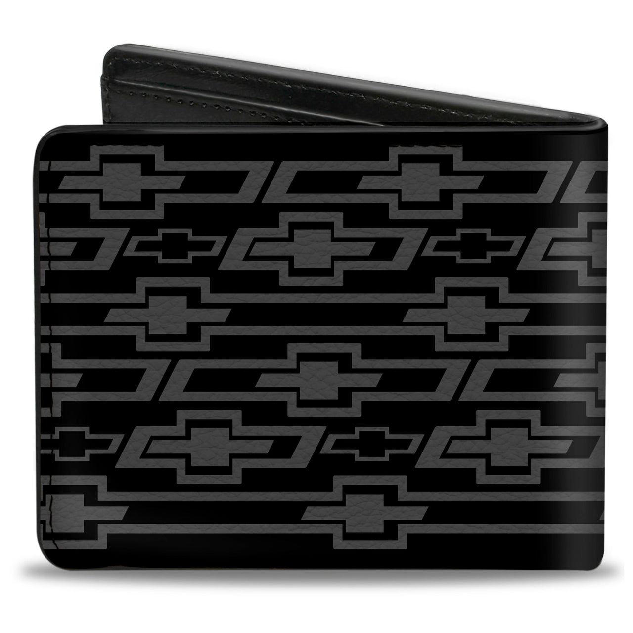 Retro Chevy Bowtie Diagonal Monogram Black & Gray Bi-Fold Wallet
