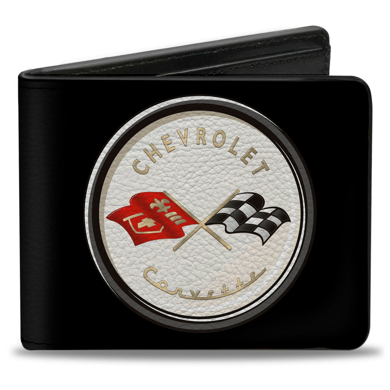 Corvette C1 Flags Emblem Bi-Fold Wallet - Black