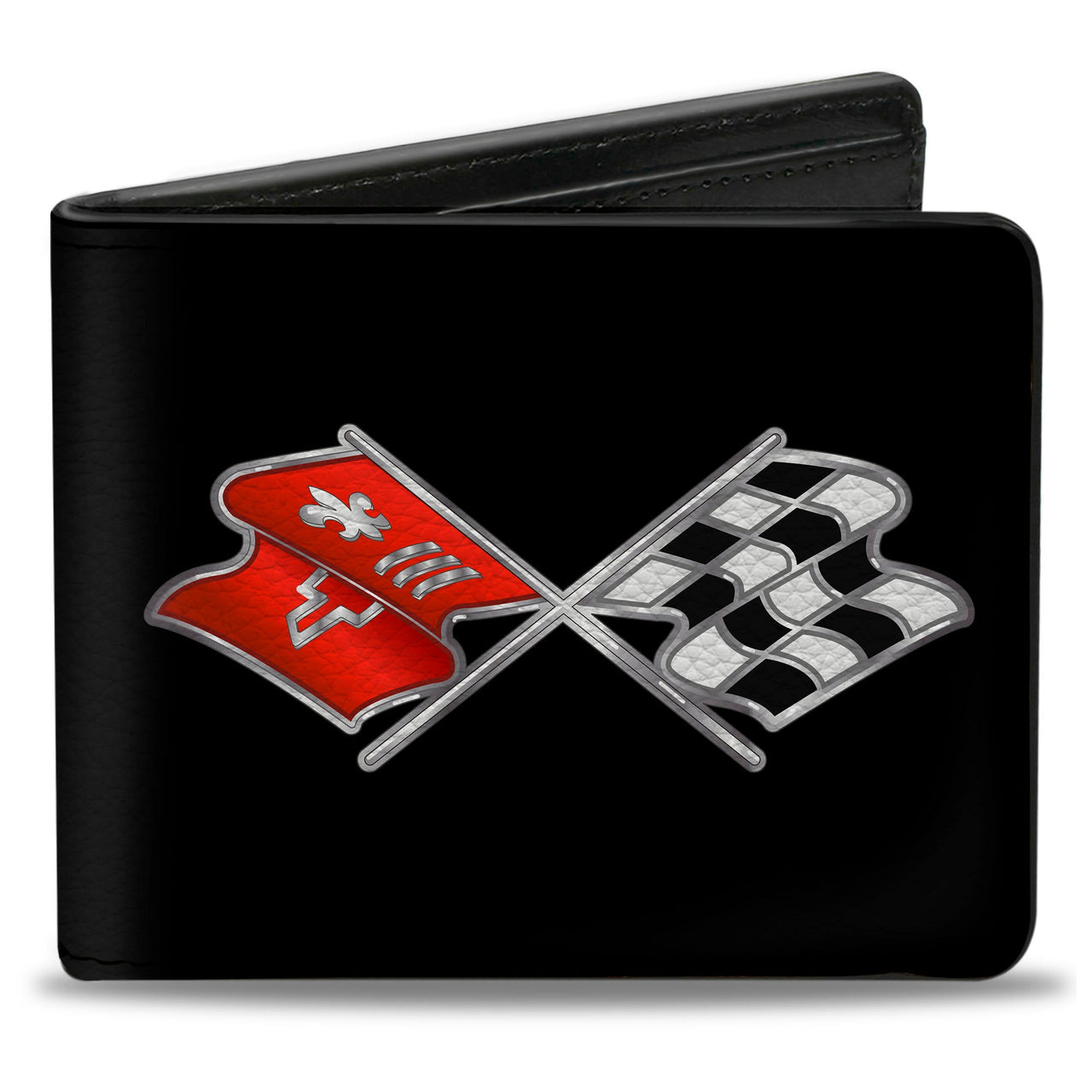 Corvette C3 Crossed Flags Logo Bi-Fold Wallet - Black