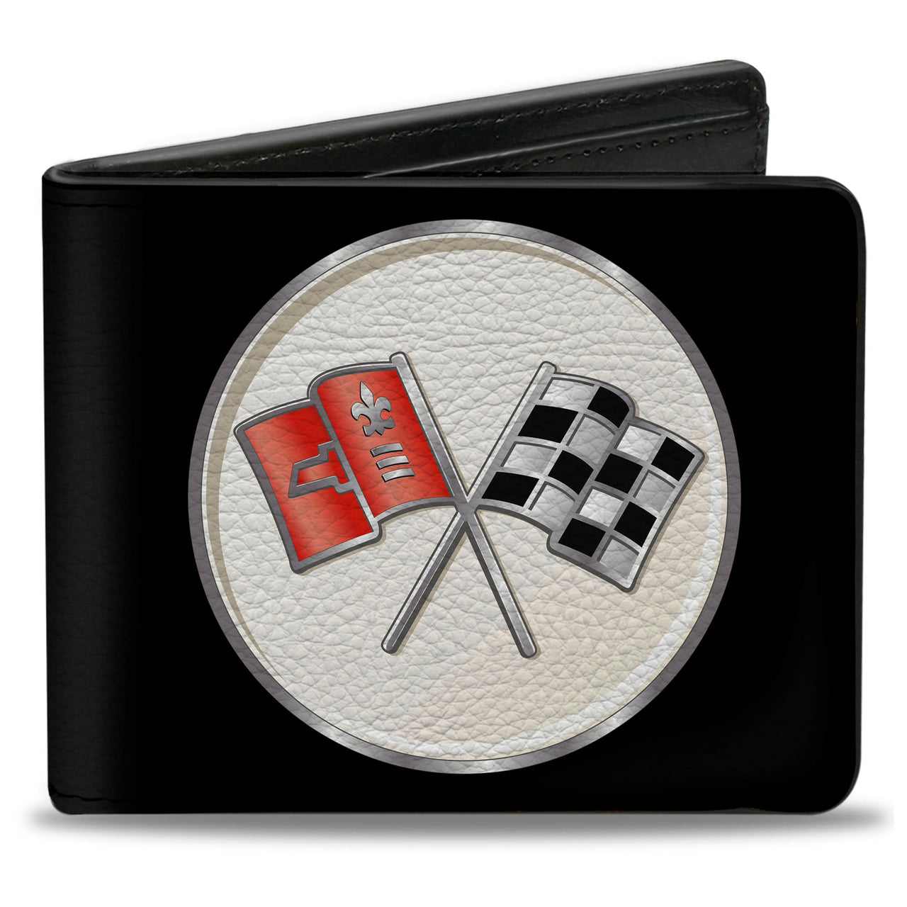 Corvette C2 Flags Logo Bi-Fold Wallet - Black