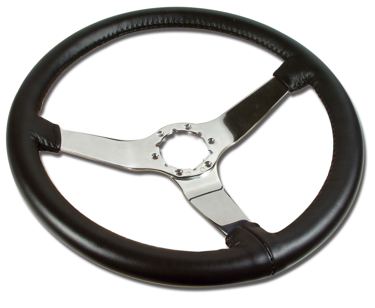 1977-1981 Corvette Leather Steering Wheel - Black W/Chrome Spokes - CA-X23820-Corvette-Store-Online