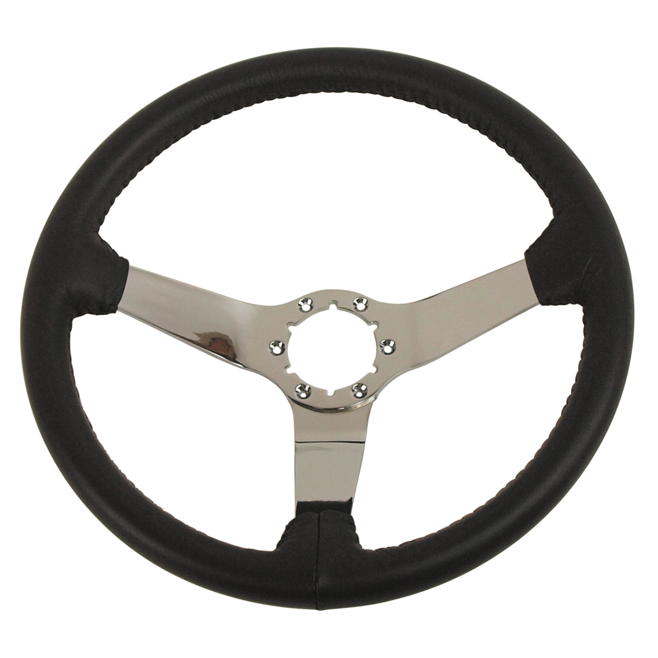 1982-1982 Corvette Leather Steering Wheel - Charcoal W/Chrome Spokes - CA-X23821-Corvette-Store-Online