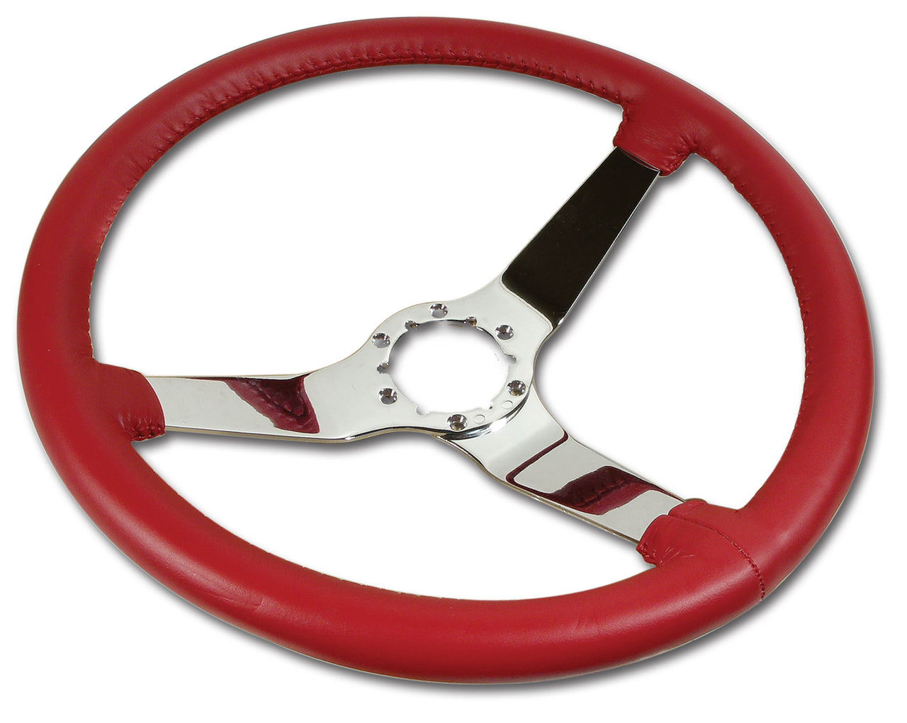 1982-1982 Corvette Leather Steering Wheel - Red W/Chrome Spokes - CA-X23826-Corvette-Store-Online