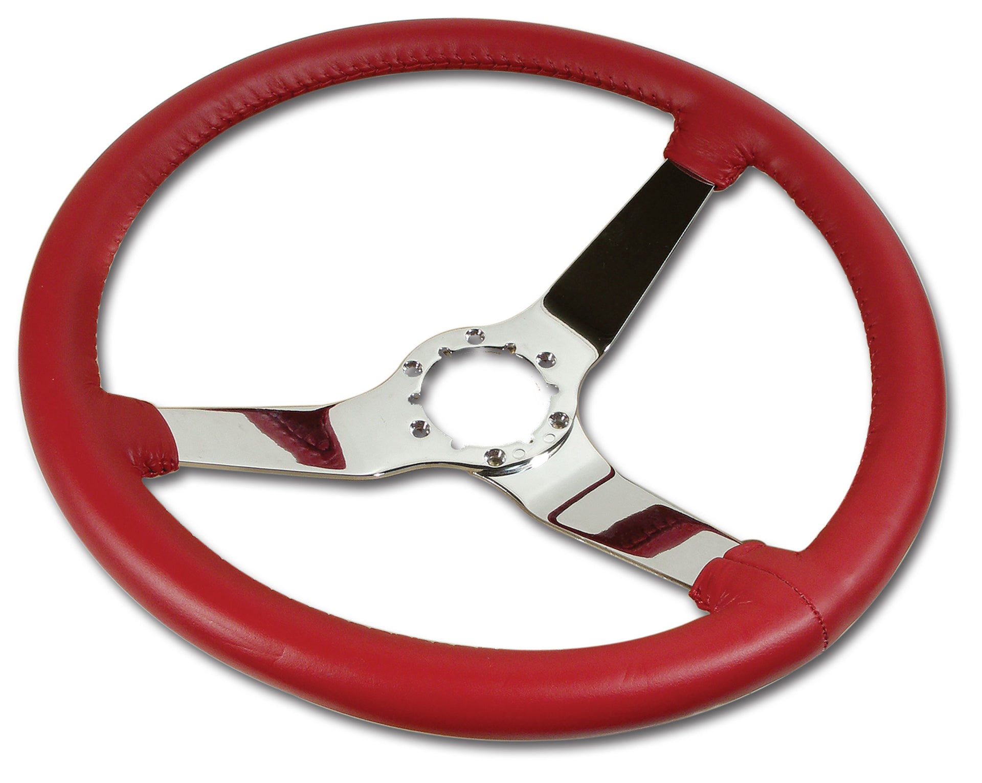 1982-1982 Corvette Leather Steering Wheel - Red W/Chrome Spokes - CA-X23826-Corvette-Store-Online