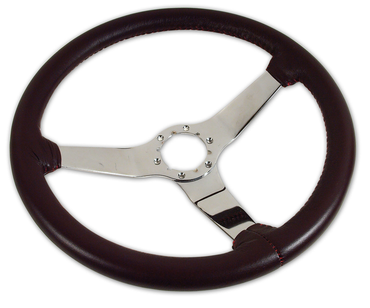 1980-1980 Corvette Leather Steering Wheel - Claret W/Chrome Spokes - CA-X23836-Corvette-Store-Online