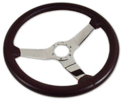 1980-1980 Corvette Leather Steering Wheel - Claret W/Chrome Spokes - CA-X23836-Corvette-Store-Online