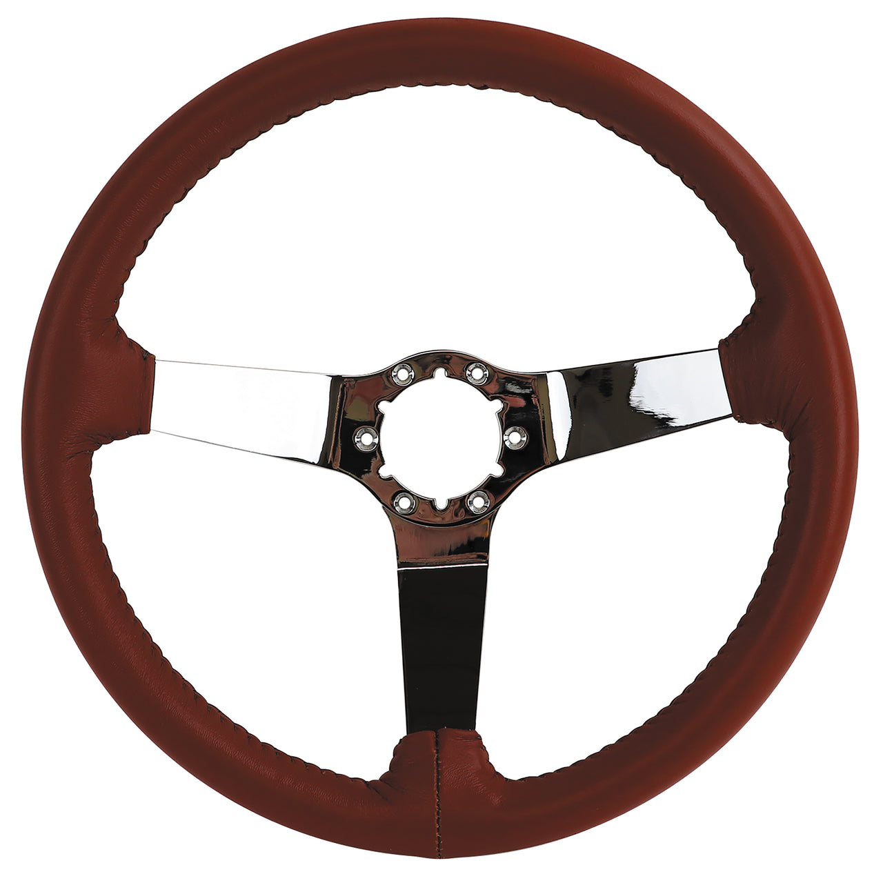 1981-1981 Corvette Leather Steering Wheel - Cinnabar W/Chrome Spokes - CA-X23839-Corvette-Store-Online