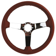 1981-1981 Corvette Leather Steering Wheel - Cinnabar W/Chrome Spokes - CA-X23839-Corvette-Store-Online