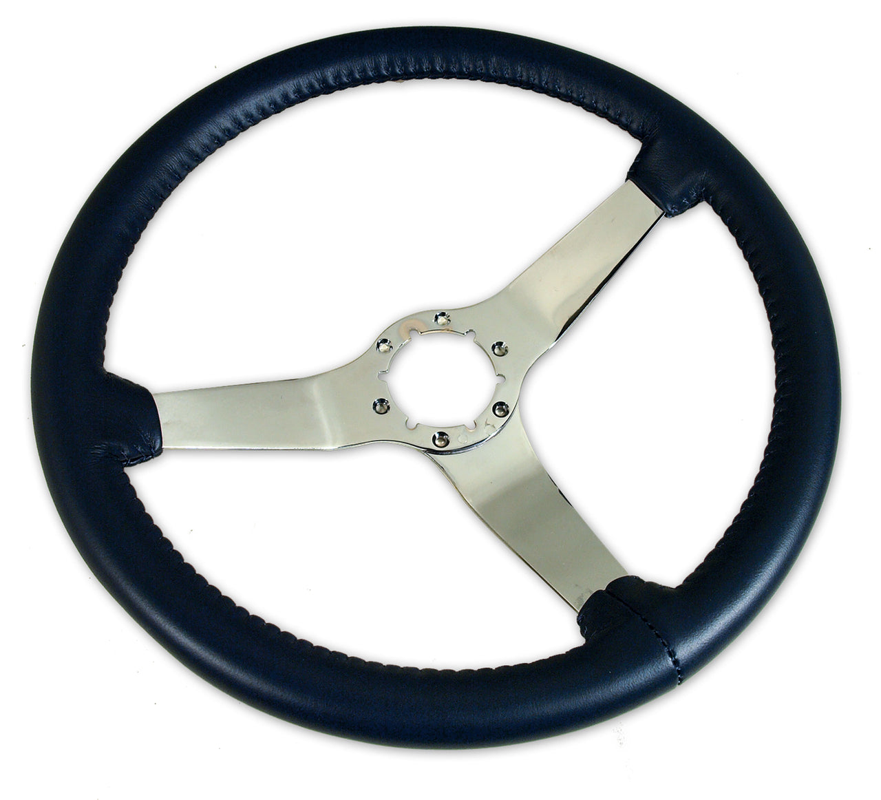 1982-1982 Corvette Leather Steering Wheel - Dark Blue W/Chrome Spokes - CA-X23846-Corvette-Store-Online