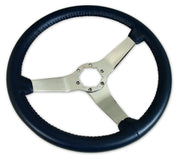 1982-1982 Corvette Leather Steering Wheel - Dark Blue W/Chrome Spokes - CA-X23846-Corvette-Store-Online